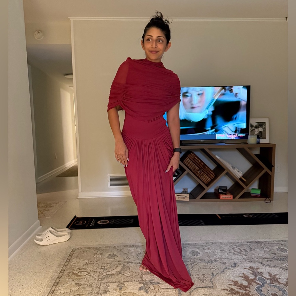 Miss Rosier Elegant Red Draped Gown WORN ONCE